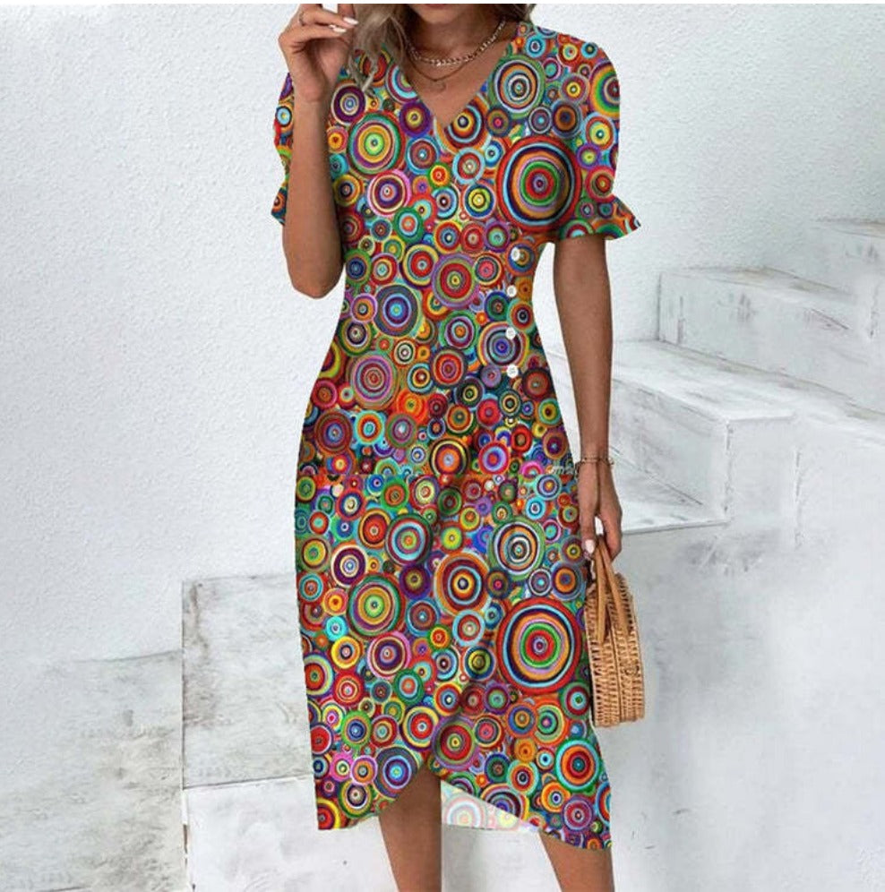 Vrouwen - Gebloemde Midi-Jurk - Lichtgewicht Stof - Elegante Zomerjurk - CINTIA MIDI