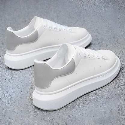Schoen - Heren - Leer - Witte Sneaker - Plateau Sneaker