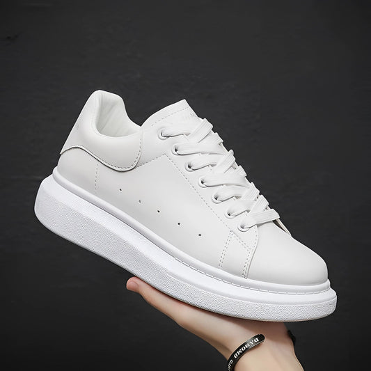Schoen - Heren - Leer - Witte Sneaker - Plateau Sneaker