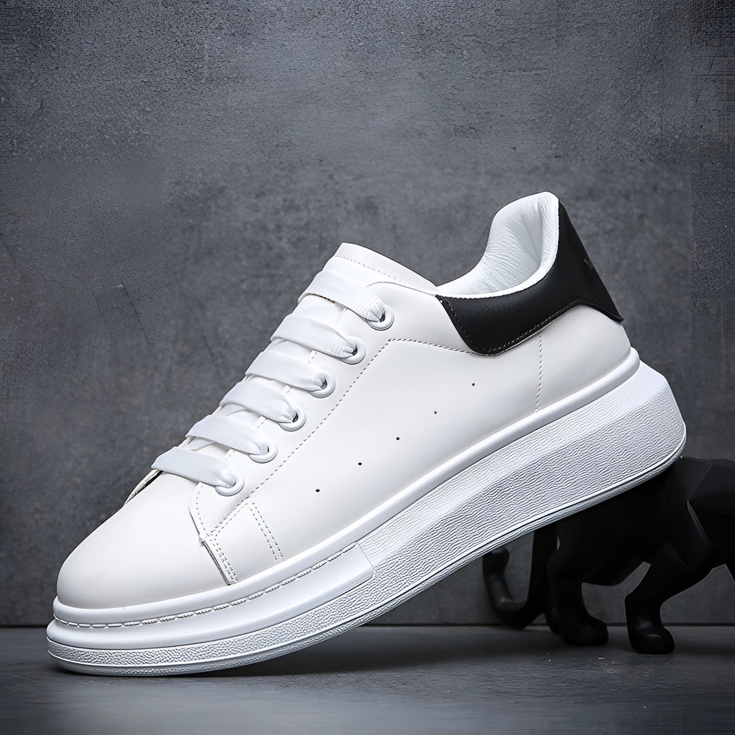 Schoen - Heren - Leer - Witte Sneaker - Plateau Sneaker