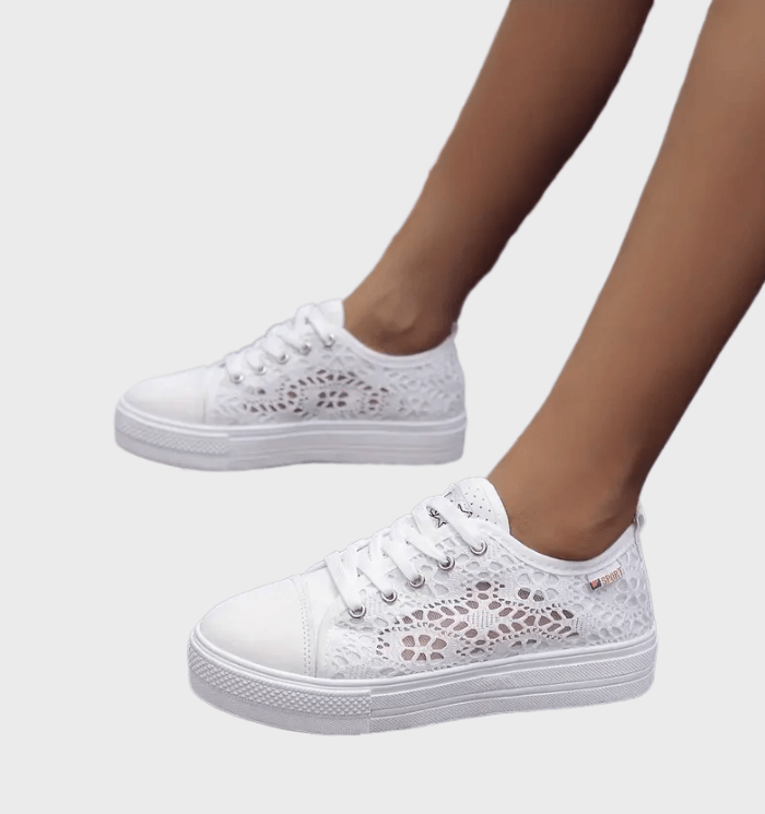 Vrouwen - Lichtgewicht Sneakers - Kanten Bovenwerk - Ademend Design - ELEGANT