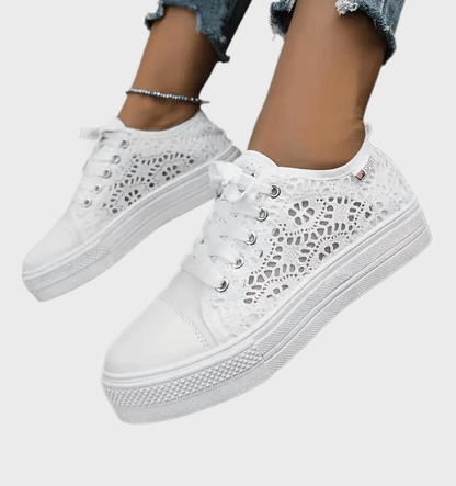 Vrouwen - Lichtgewicht Sneakers - Kanten Bovenwerk - Ademend Design - ELEGANT