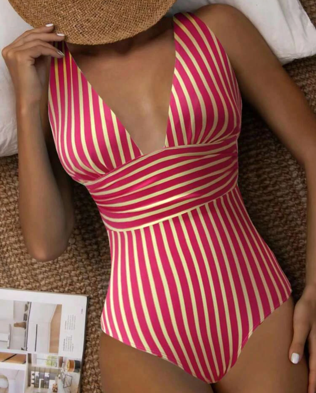 Vrouwen - Gestreepte Badpak - V-Hals - Zwemkleding - ZOMER STIJL