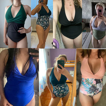 Vrouwen - Eén-Piece Badpak - Halter Nek - Comfortabel en Stijlvol - ZOMER GLANS