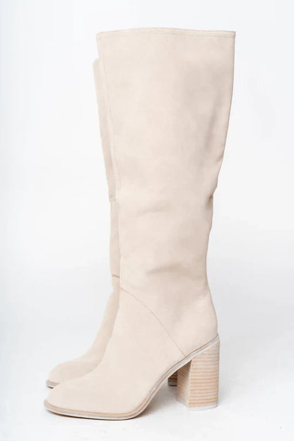 Laarzen - Dames - Beige Suède - Hoge Laarzen - Elegante