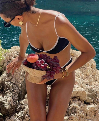 Vrouwen - Bikini Set - Hoog Been - Twee Delige Badmode - ZWART ROOD SET