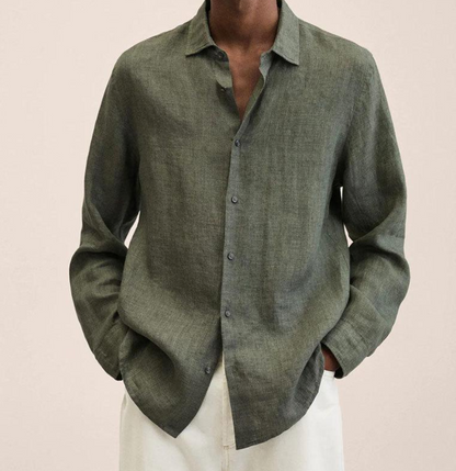 Heren Overhemd met Open Kraag en Ontspannen Fit voor Casual Styling – ALPHONSE STYLE