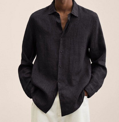 Heren Overhemd met Open Kraag en Ontspannen Fit voor Casual Styling – ALPHONSE STYLE