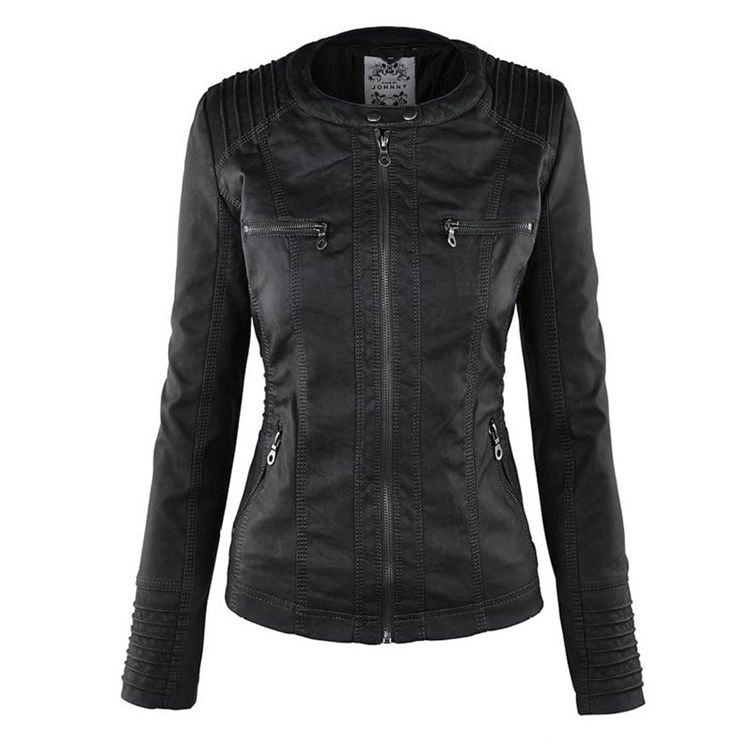 SIENNA - Weerbestendig dames lederjack met capuchon