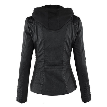 SIENNA - Weerbestendig dames lederjack met capuchon