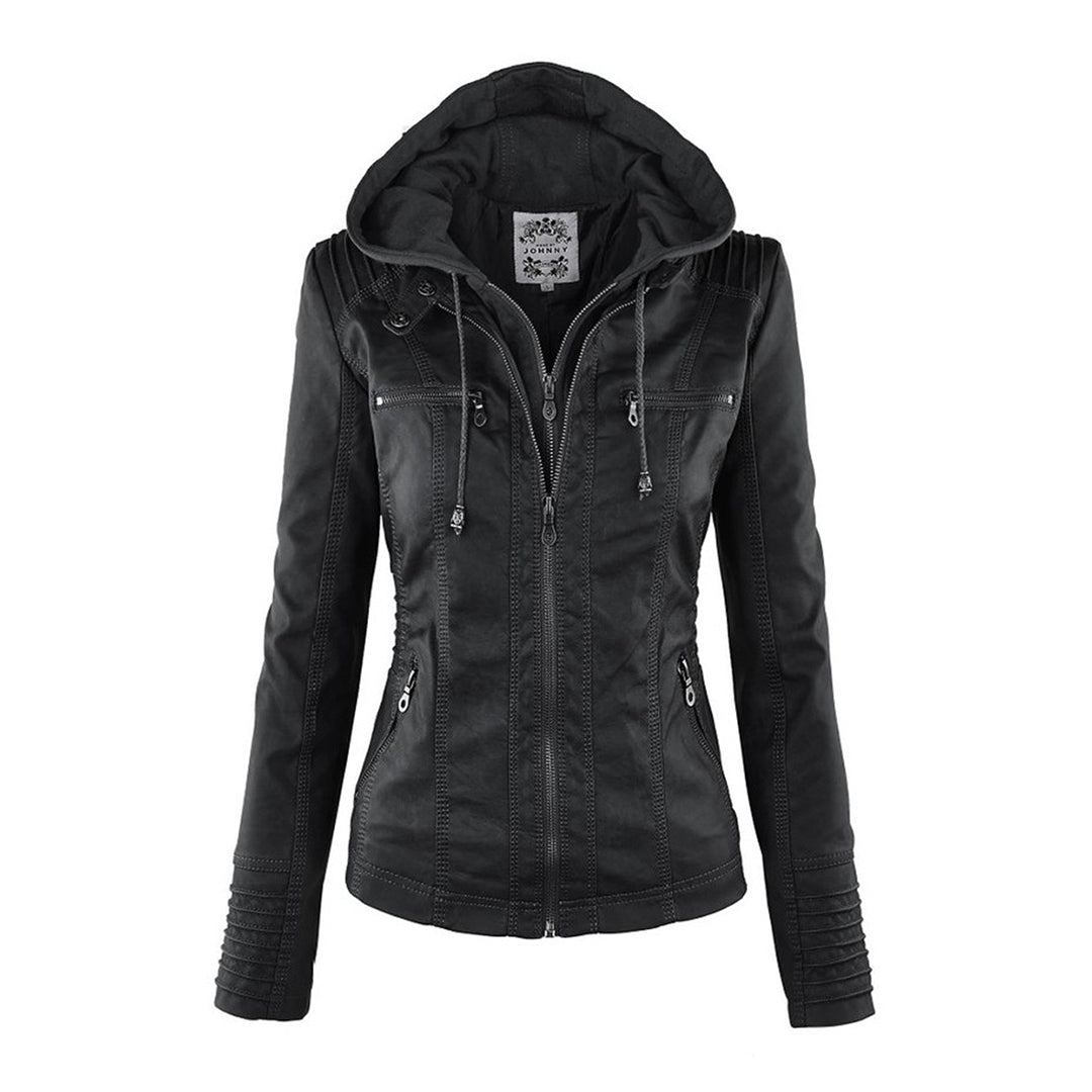 SIENNA - Weerbestendig dames lederjack met capuchon