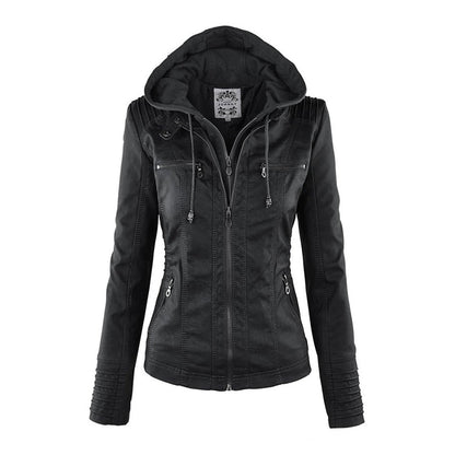 SIENNA - Weerbestendig dames lederjack met capuchon