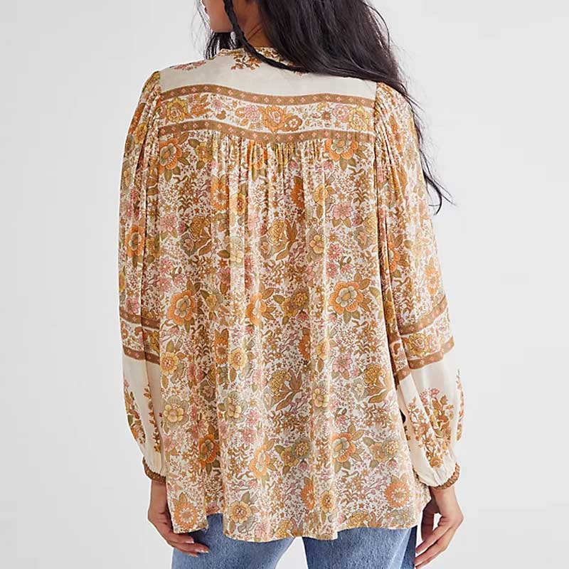 Vrouwen - Losse Bloemenblouse - Zachte Rayon - Bohemian Stijl - ELEGANTE TASSEN