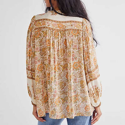 Vrouwen - Losse Bloemenblouse - Zachte Rayon - Bohemian Stijl - ELEGANTE TASSEN