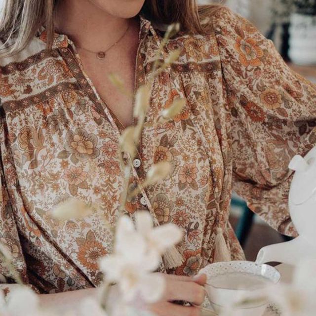 Vrouwen - Losse Bloemenblouse - Zachte Rayon - Bohemian Stijl - ELEGANTE TASSEN