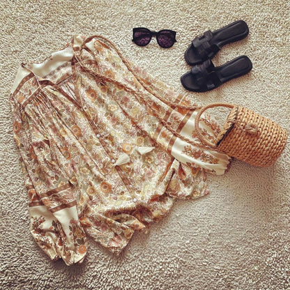 Vrouwen - Losse Bloemenblouse - Zachte Rayon - Bohemian Stijl - ELEGANTE TASSEN