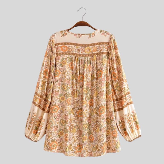 Vrouwen - Losse Bloemenblouse - Zachte Rayon - Bohemian Stijl - ELEGANTE TASSEN