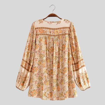 Vrouwen - Losse Bloemenblouse - Zachte Rayon - Bohemian Stijl - ELEGANTE TASSEN