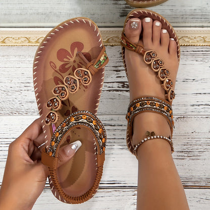Vrouwen - Flat Sandalen - Elastische Enkels - Orthopedische Sandalen - BOHO COMFORT