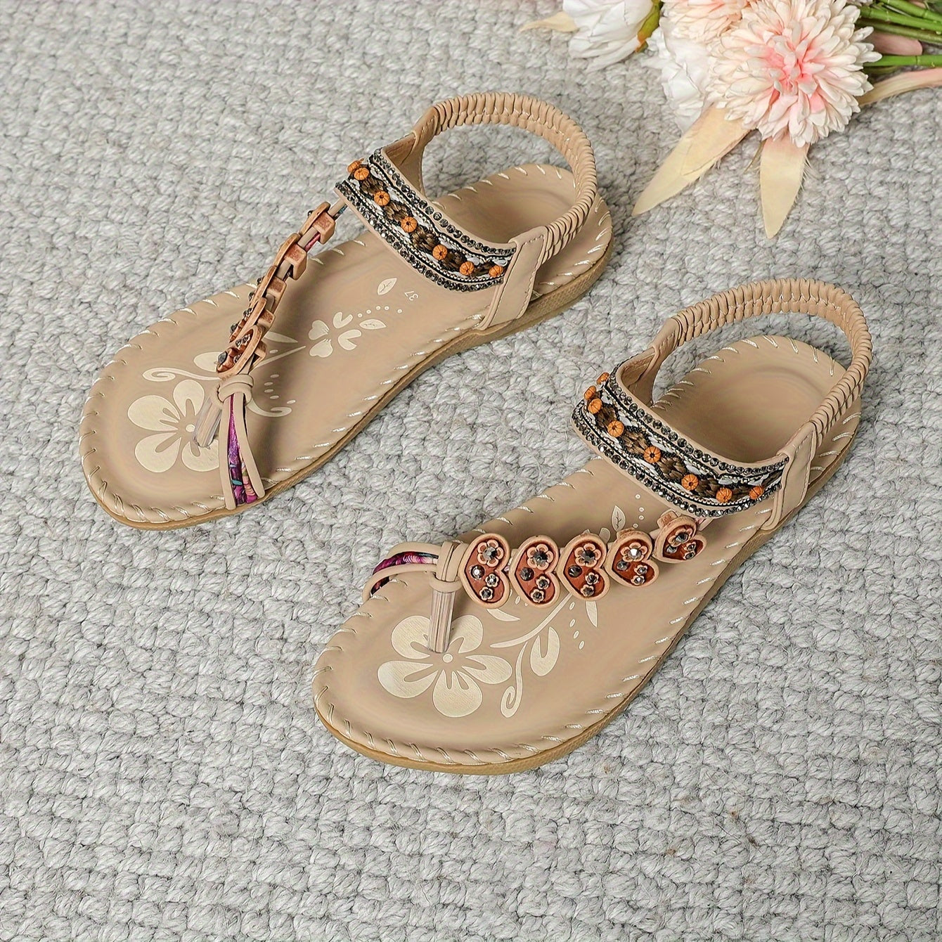 Vrouwen - Flat Sandalen - Elastische Enkels - Orthopedische Sandalen - BOHO COMFORT