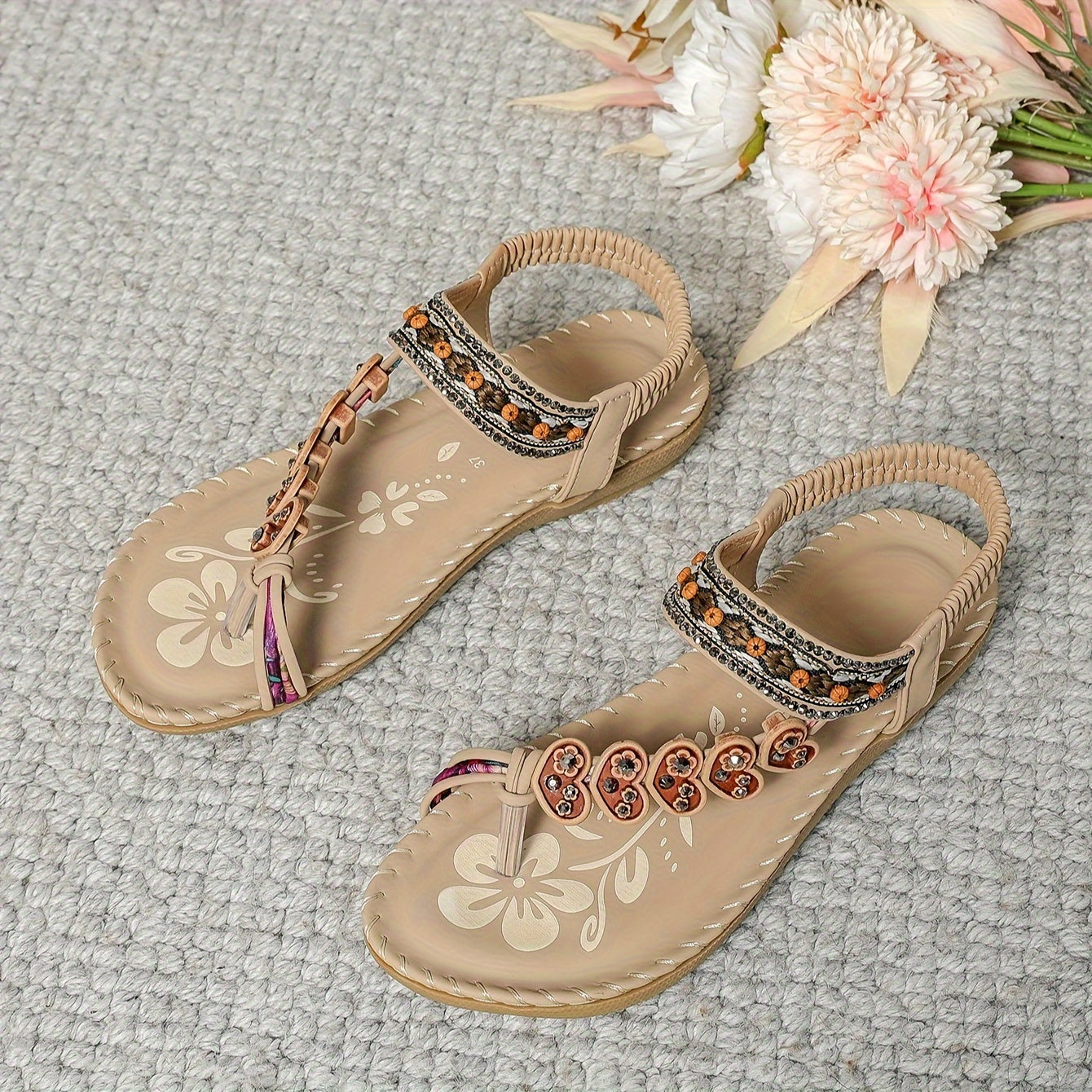 Vrouwen - Flat Sandalen - Elastische Enkels - Orthopedische Sandalen - BOHO COMFORT
