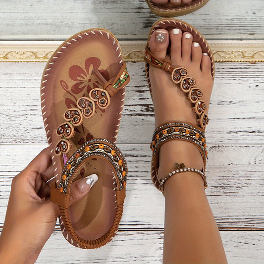 Vrouwen - Flat Sandalen - Elastische Enkels - Orthopedische Sandalen - BOHO COMFORT