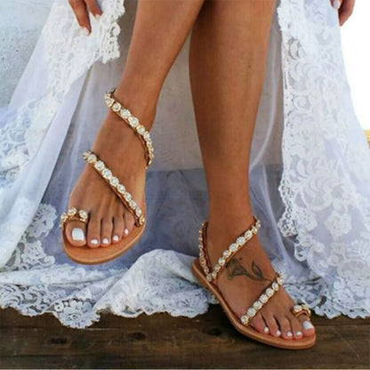 Boho dames sandalen met kralen, kant en comfortabele zool – LOREA BOHO