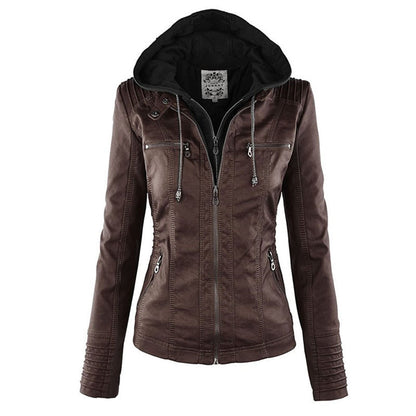 SIENNA - Weerbestendig dames lederjack met capuchon
