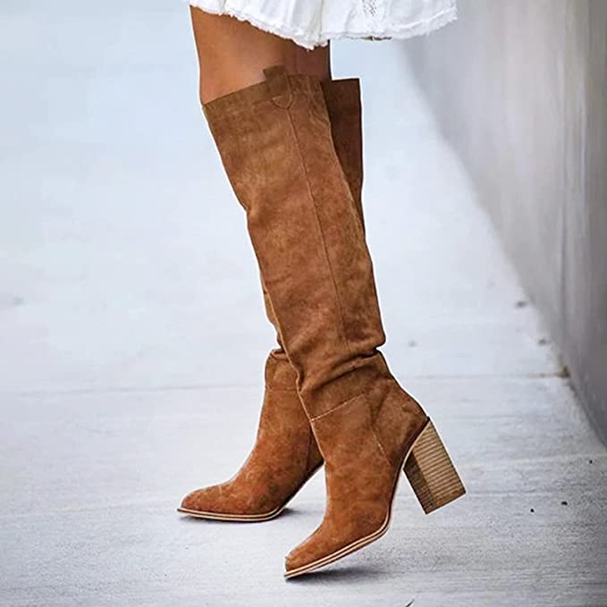 Kniehoge Laarzen - Vrouwen - Grijs Suede - Kniehoge - Nova