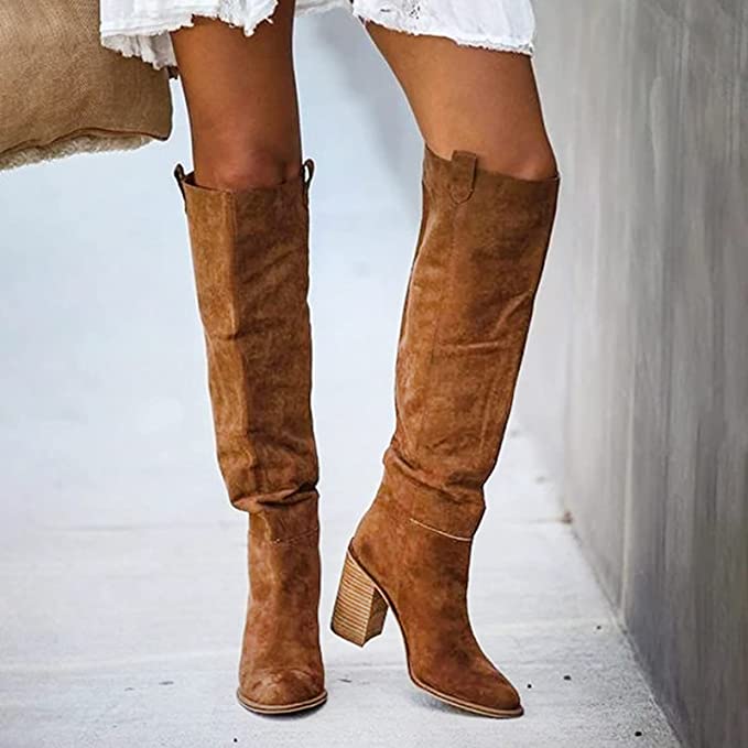 Kniehoge Laarzen - Vrouwen - Grijs Suede - Kniehoge - Nova