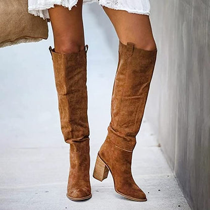 Kniehoge Laarzen - Vrouwen - Grijs Suede - Kniehoge - Nova