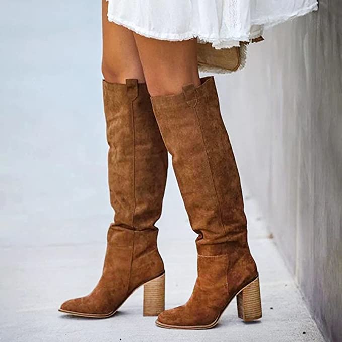 Kniehoge Laarzen - Vrouwen - Grijs Suede - Kniehoge - Nova