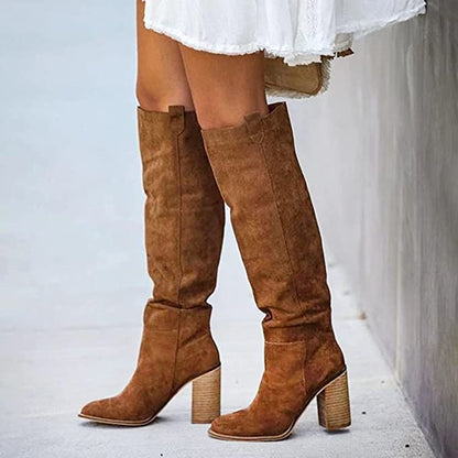 Kniehoge Laarzen - Vrouwen - Grijs Suede - Kniehoge - Nova