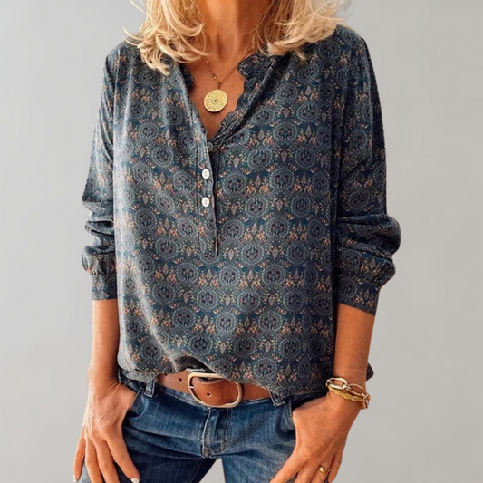 ELENA – Vintage boho damesblouse met prachtig kantpatroon