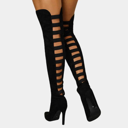 Overknee Laarzen - Vrouwen - BruineSuede - BruineLaarzen - Nx