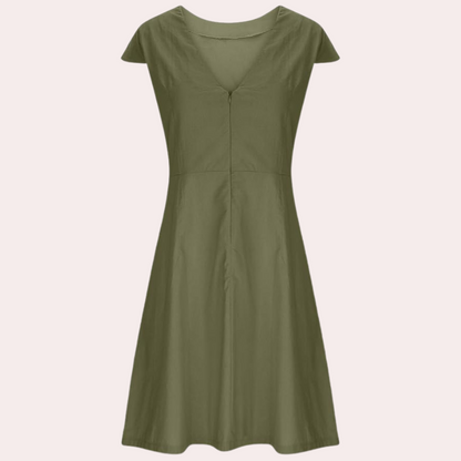 Vrouwen - Midi Jurk - Ademend Katoenmixmateriaal - Casual Zomerjurk - EFFORTLESS ELEGANCE
