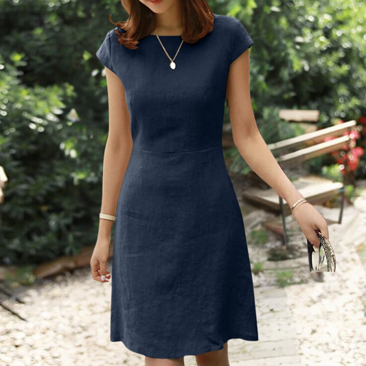 Vrouwen - Midi Jurk - Ademend Katoenmixmateriaal - Casual Zomerjurk - EFFORTLESS ELEGANCE