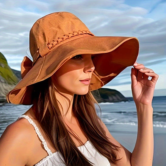 Dames - Zonnehoed - Geweven Detail en Strikaccent - UV-Bescherming - Elegante Zonnehoed