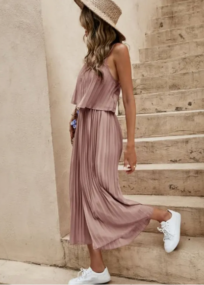 Dames - Geplooide Jumpsuit - Luchtige Pasvorm - Zomer Outfit - ELEGANTE STIJL