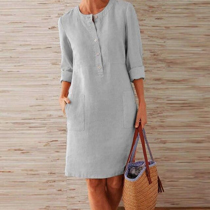 Vrouwen - Casual Jurk - Knopen Sluiting - Korte Mouwen - Zomerjurk