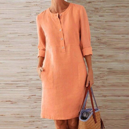 Vrouwen - Casual Jurk - Knopen Sluiting - Korte Mouwen - Zomerjurk