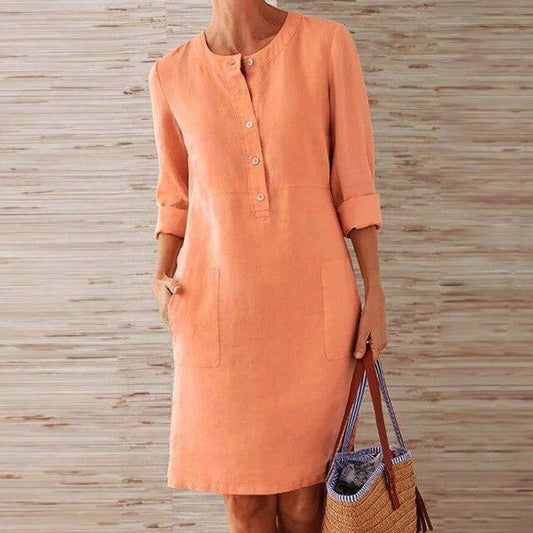Vrouwen - Casual Jurk - Knopen Sluiting - Korte Mouwen - Zomerjurk
