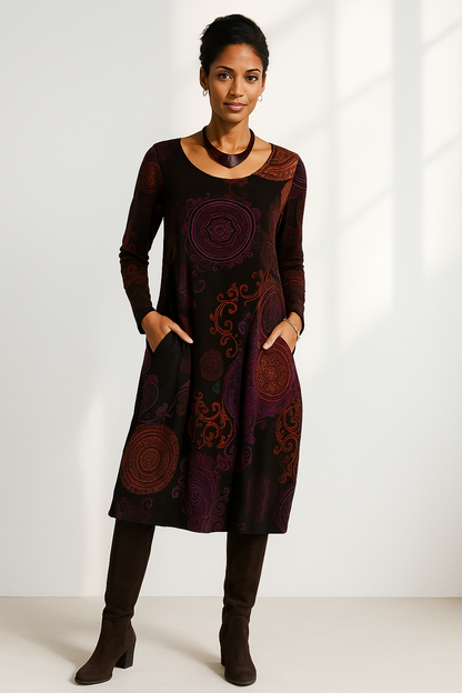 Boho-chic midi-jurk met romantische details – TerraFlair