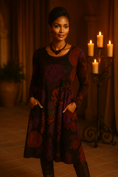 Boho-chic midi-jurk met romantische details – TerraFlair