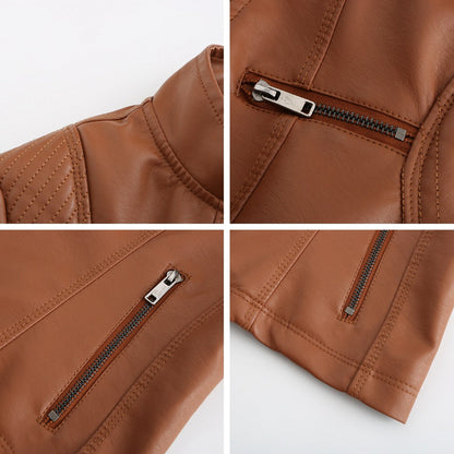 Leren Jas - Dames - Leren Met Ribmouwen - Ribmouwen - NOVA