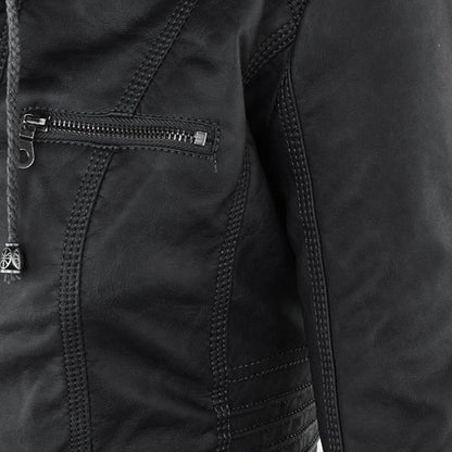 SIENNA - Weerbestendig dames lederjack met capuchon