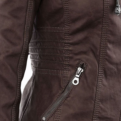 SIENNA - Weerbestendig dames lederjack met capuchon