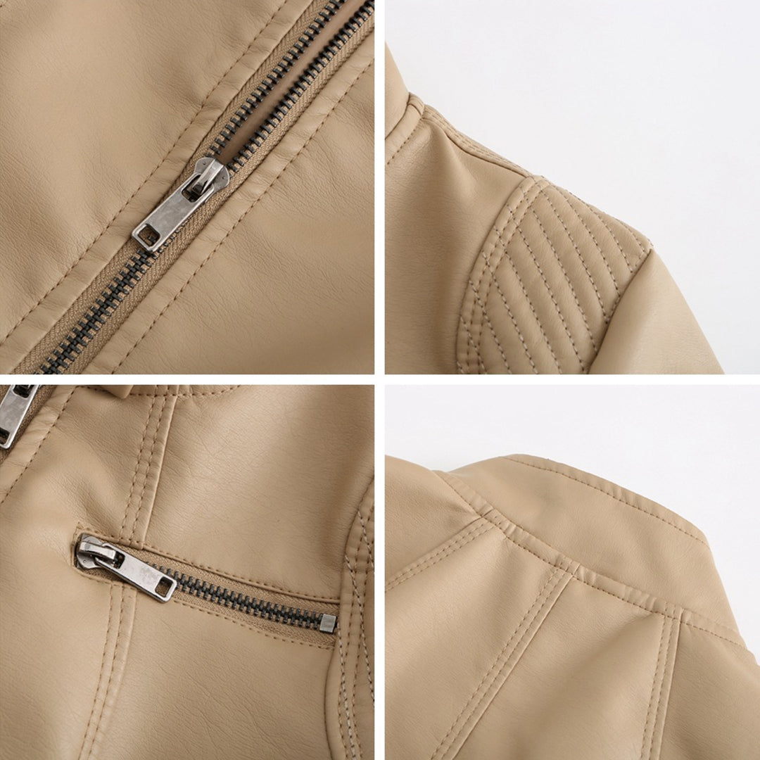 Leren Jas - Dames - Leren Met Ribmouwen - Ribmouwen - NOVA