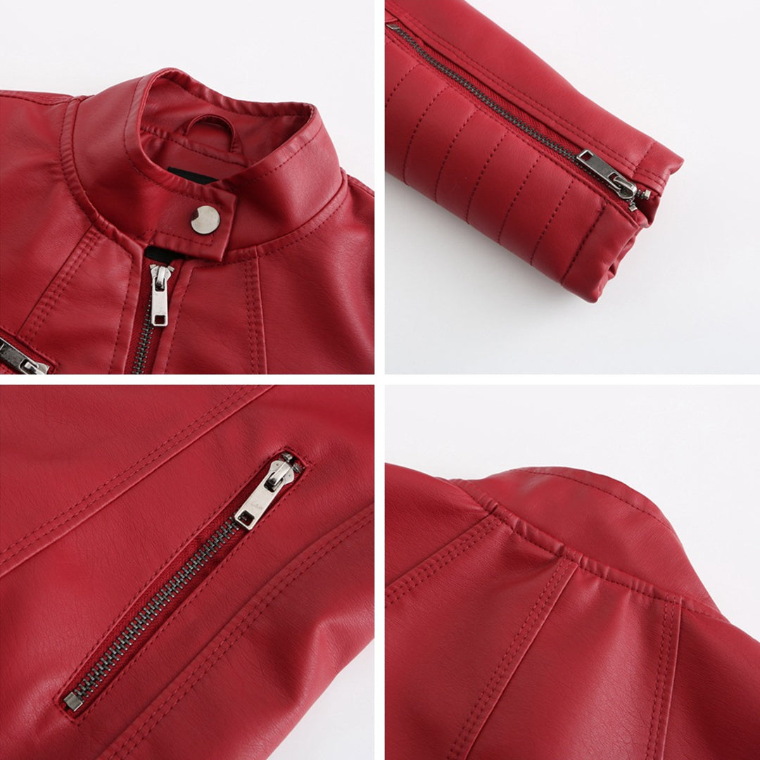 Leren Jas - Dames - Leren Met Ribmouwen - Ribmouwen - NOVA