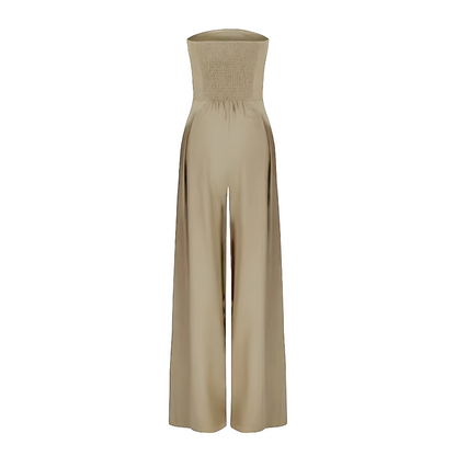 Dames - Strapless Wijd Uitgesneden Jumpsuit - Elegante Pasvorm - Formele Gelegenheden - CELESTINA DESIGN